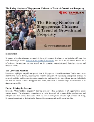 The Rising Number of Singaporean Citizens_ A Trend of Growth and Prosperity