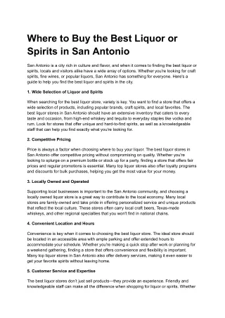 Where to Buy the Best Liquor or Spirits in San Antonio