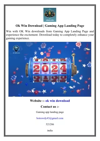Ok Win Download   Gaming App Landing Page