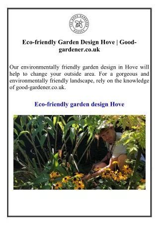 Eco-friendly Garden Design Hove  Good-gardener.co.uk