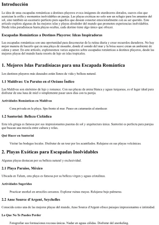 **Escapadas Románticas a Destinos Playeros: Ideas Inspiradoras**