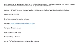 FOR THAILAND CITIZENS -  TURKEY  Government of Turkey Immigration Office eVisa O