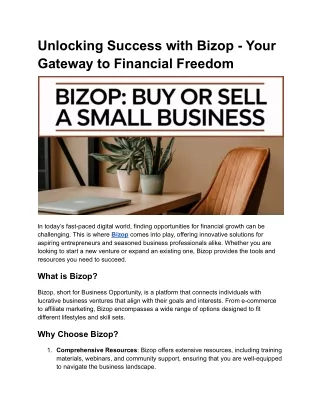 Unlocking Success with Bizop - Your Gateway to Financial Freedom
