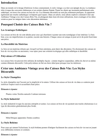 Créer une Ambiance Vintage avec des Caisses Bois Vin