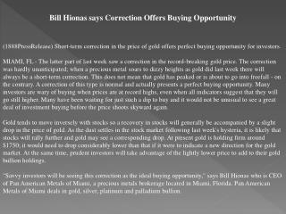 bill hionas says correction offers buying opportunity