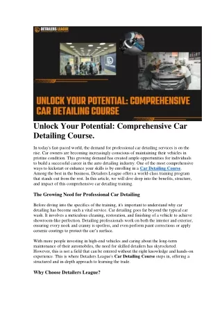 Unlock Your Potential: Comprehensive Car Detailing Training