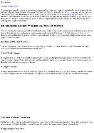 Unveiling the Beauty: Wooden Watches for Women