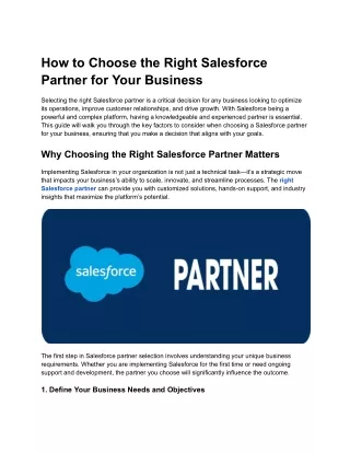 How to Choose the Right Salesforce Partner for Your Business