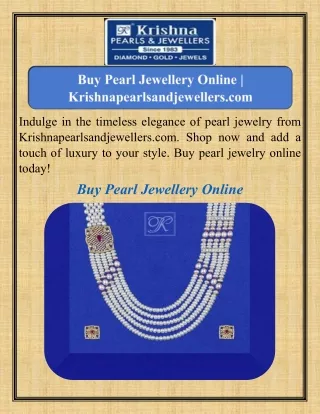 Buy Pearl Jewellery Online   Krishnapearlsandjewellers.com