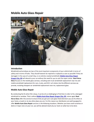 Mobile Auto Glass Repair