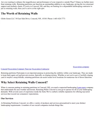 Retaining Partitions Concord: Adding Composition and elegance to Your Landscape