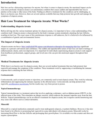 Hair Loss Treatment for Alopecia Areata: What Works?