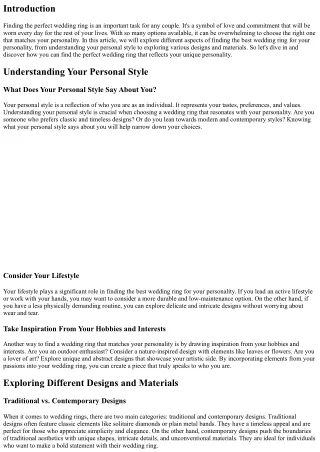 How to Find the Best Wedding Ring for Your Personality