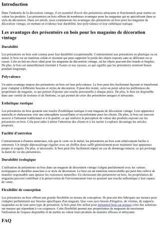 Les avantages des présentoirs en bois pour les magasins de décoration vintage