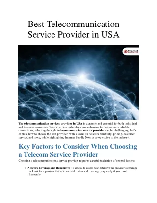 Best Telecommunication Service Provider in USA