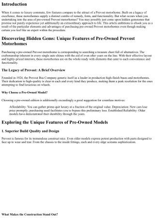 Discovering Hidden Gems: Unique Features of Pre-Owned Prevost Motorhomes