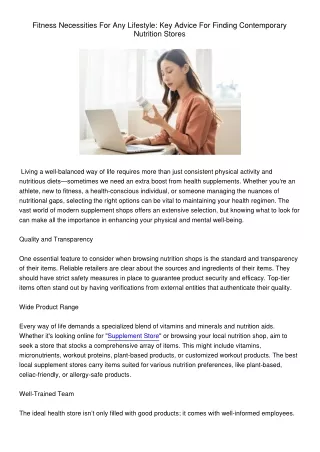 FitnessNecessitiesForAnyLifestyleKeyAdviceForFindingContemporaryNutritionStores