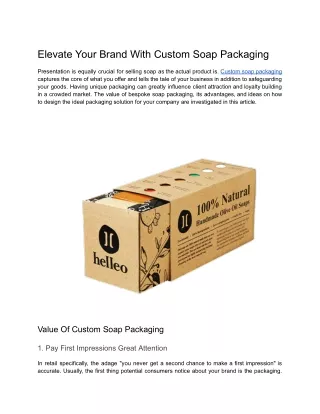 Elevate Your Brand with Custom Soap Packaging Solutions