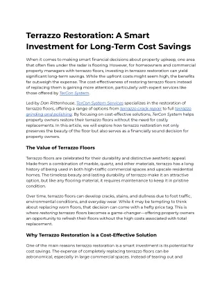 Terrazzo Restoration_ A Smart Investment for Long-Term Cost Savings