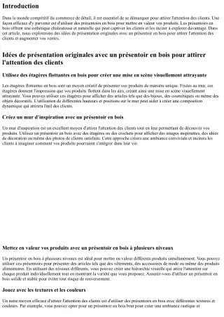 Idées de présentation originales avec un présentoir en bois pour attirer l'atten