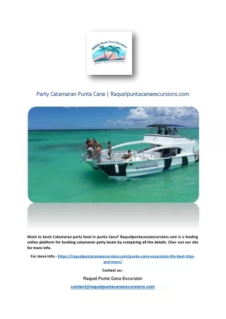 Party Catamaran Punta Cana | Raquelpuntacanaexcursions.com