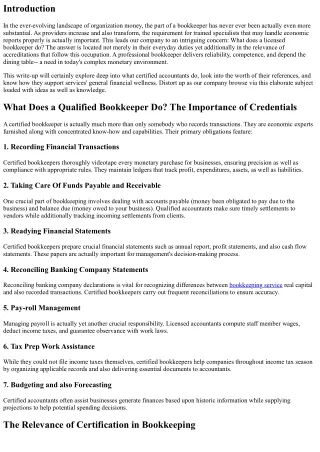 What Performs a Certified Bookkeeper Perform? The Importance of Credentials