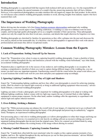Wedding Photography Mistakes to Avoid: Lessons from the Experts