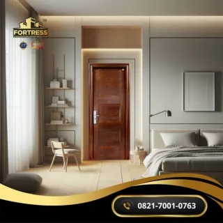 WA 0821 7001 0763 (FORTRESS) Pintu Kamar Tidur Baja Motif Kayu di Sumenep 