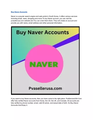 Buy Naver Accounts - 100% Verified New and Aged Accounts