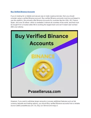 Buy Verified Binance Accounts - 100% Safe Documents Verified