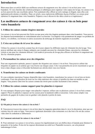 Les meilleures astuces de rangement avec des caisses à vin en bois pour votre bu