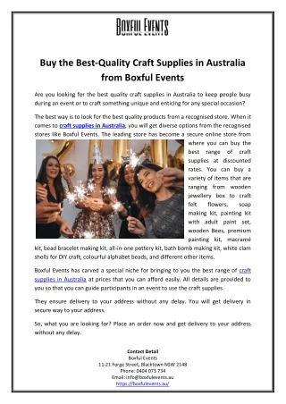 Buy the Best-Quality Craft Supplies in Australia from Boxful Events