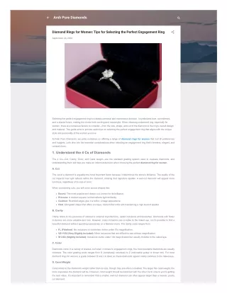 Diamond Rings for Women Tips for Selecting the Perfect Engagement Ring