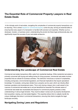 The Essential Role of Commercial Property Lawyers in Real Estate Deals