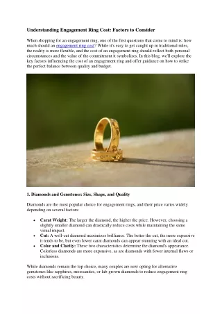 Engagement Ring Cost: Understanding the 4 Cs of Diamonds