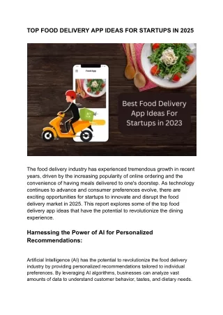 TOP FOOD DELIVERY APP IDEAS FOR STARTUPS IN 2025