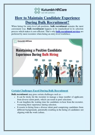 How to Maintain Candidate Experience During Bulk Recruitment