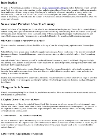 Naxos Island Paradise: A World of Luxury Awaits on a Private Yacht