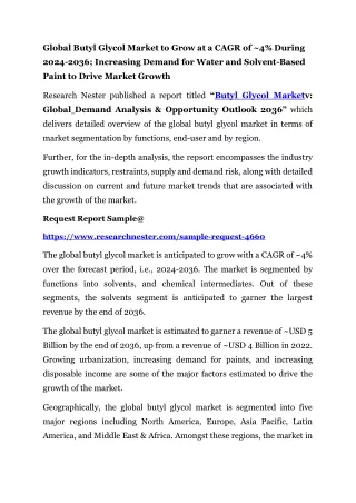 Butyl Glycol Market