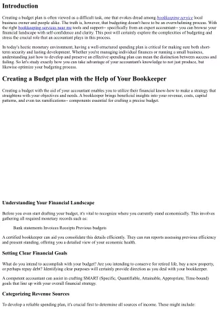 Developing a Spending Plan with the Aid of Your Bookkeeper