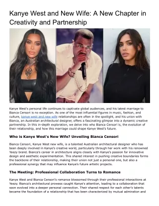 Kanye West and New Wife_ A New Chapter in Creativity and Partnership