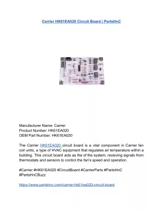 Carrier HK61EA020 Circuit Board _ PartsHnC