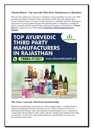 Top Ayurvedic Third Party Manufacturers in Rajasthan