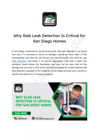 Why Slab Leak Detection Is Critical for San Diego Homes