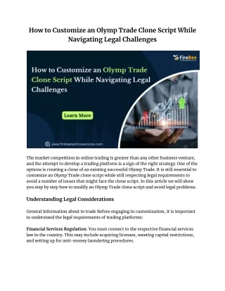 How to Customize an Olymp Trade Clone Script While Navigating Legal Challenges