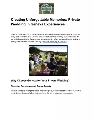 Creating Unforgettable Memories_ Private Wedding in Geneva Experiences