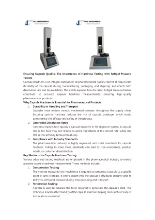 Ensuring Capsule Quality the Importance of Hardness Testing With Softgel Pressur
