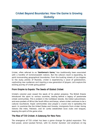 Cricket Beyond Boundaries_ How the Game is Growing Globally