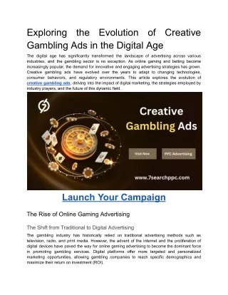 Exploring the Evolution of Creative Gambling Ads in the Digital Age