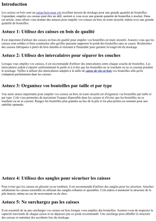 Les astuces pour empiler vos caisses en bois en toute sécurité, même avec une gr